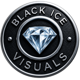 Black Ice Visuals logo with a diamond icon on a black circular background