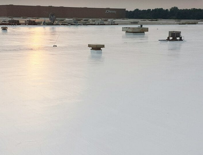 Expansive silicone-coated roof ensuring durable, waterproof protection.