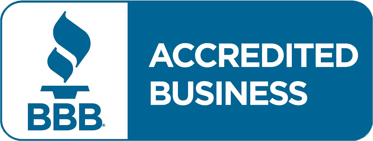 BBB Accredited Business logo. A blue flame icon and