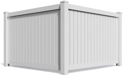 White vinyl privacy fence corner.