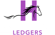 Purple H logo with a black-and-white horse outline and the word “LEDGERS” below