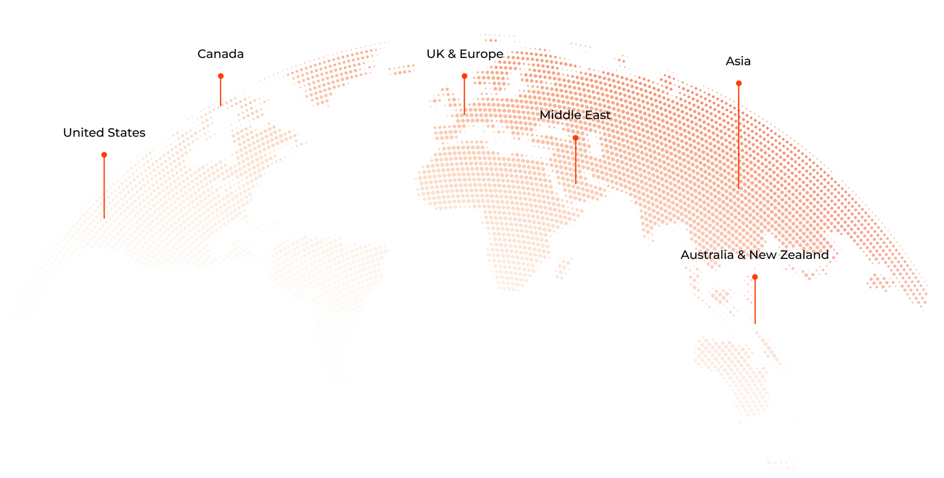 A world map shaded in orange highlights regions like Canada, the Arctic, and parts of Asia and Russia with labels.