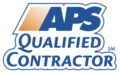 APS Qualified Contractor logo with blue and orange text on a white background