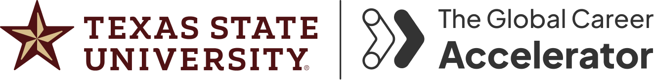 home Texas State University and The Global Career Accelerator logos