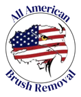 All American Brush Removal logo with U.S. flag-shaped map and blue circular text