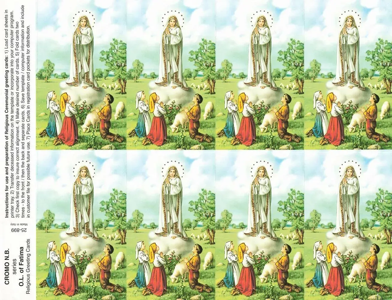 Repeated fairy-tale scenes of a girl and children in a green garden around a tall statue and flowers