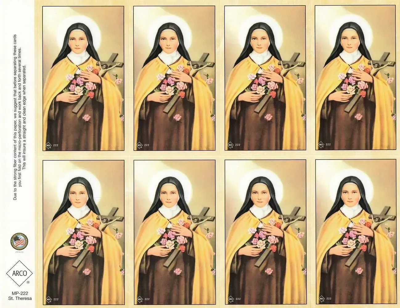 Sheet of eight identical portraits of a veiled woman holding flowers, in a brown dress against a beige background
