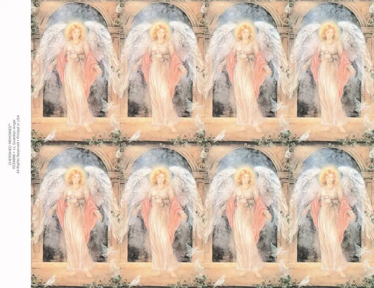 Eight repeated pastel portraits of a robed figure with long white hair, arranged in a 2x4 grid.