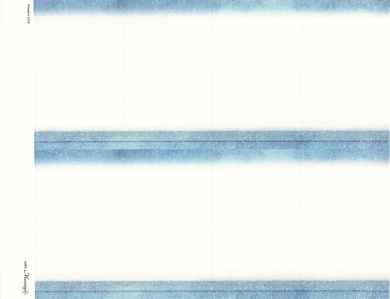 Abstract white page with two horizontal blue watercolor-like bands across the middle and bottom.