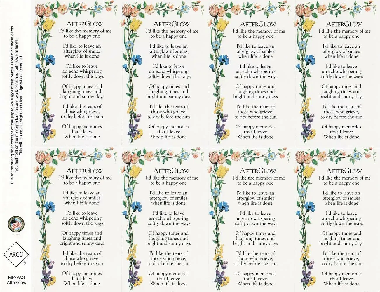 Floral recipe page with six small recipe cards arranged in a grid on a white background