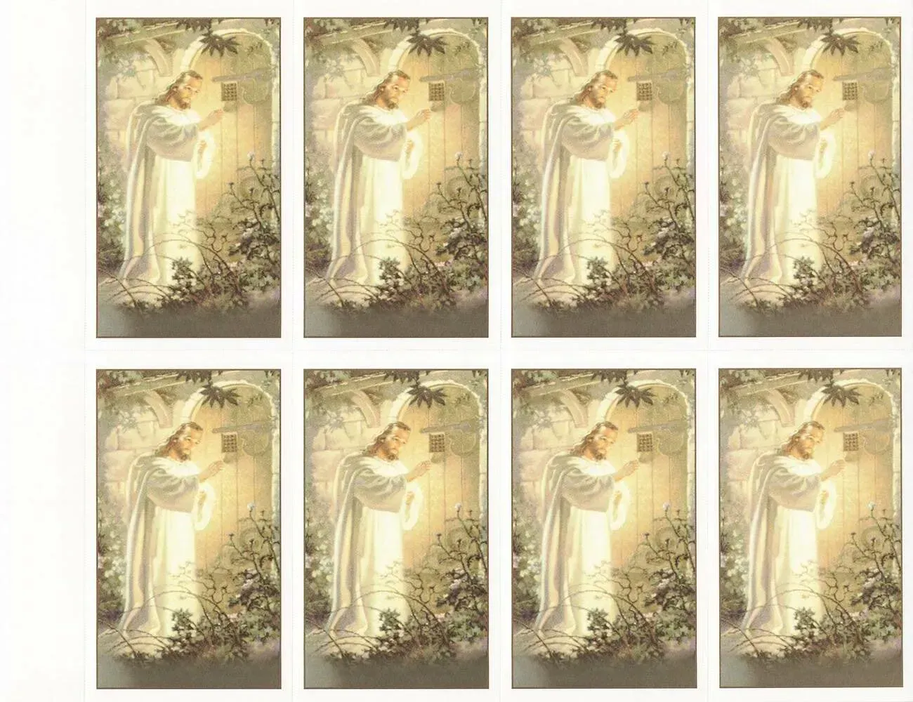 Eight sepia-toned copies of a woman in a white dress, arranged in a 2x4 grid.
