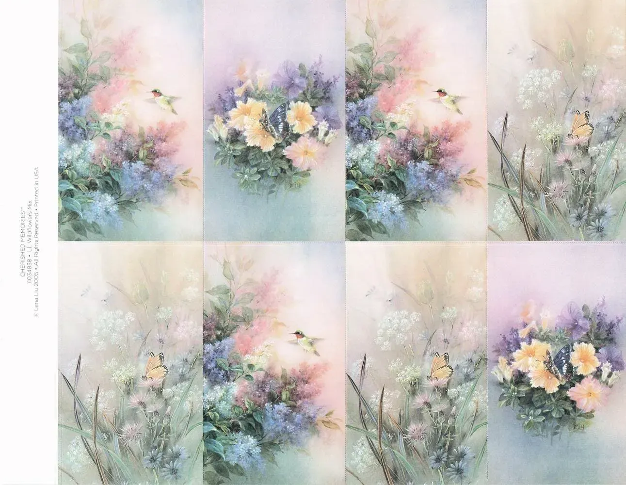 Pastel floral watercolor collage with bouquets and soft pink, yellow, and blue blossoms