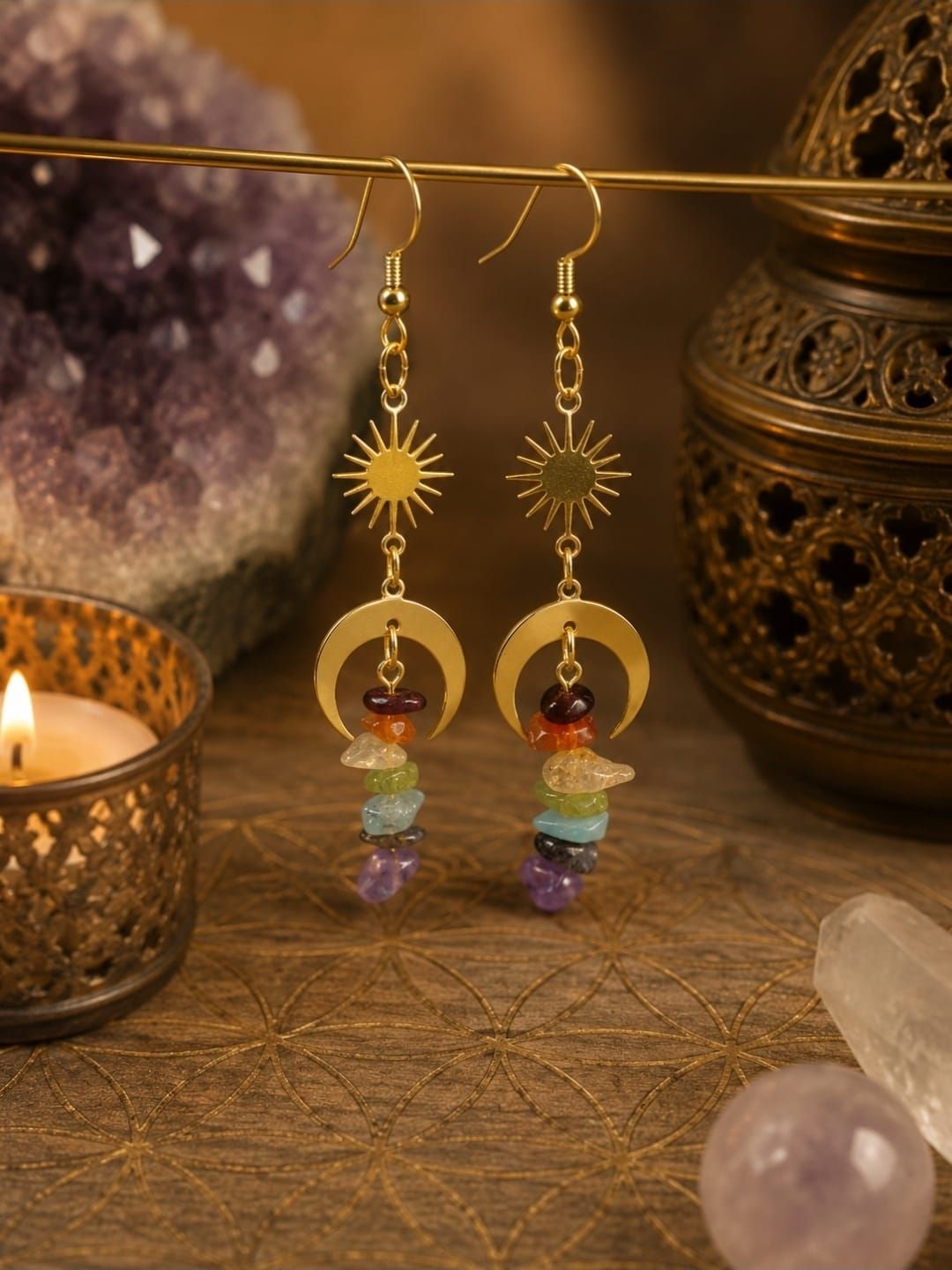 ? Chakra Ster & Maan Oorbellen – Magie, Balans & Energie