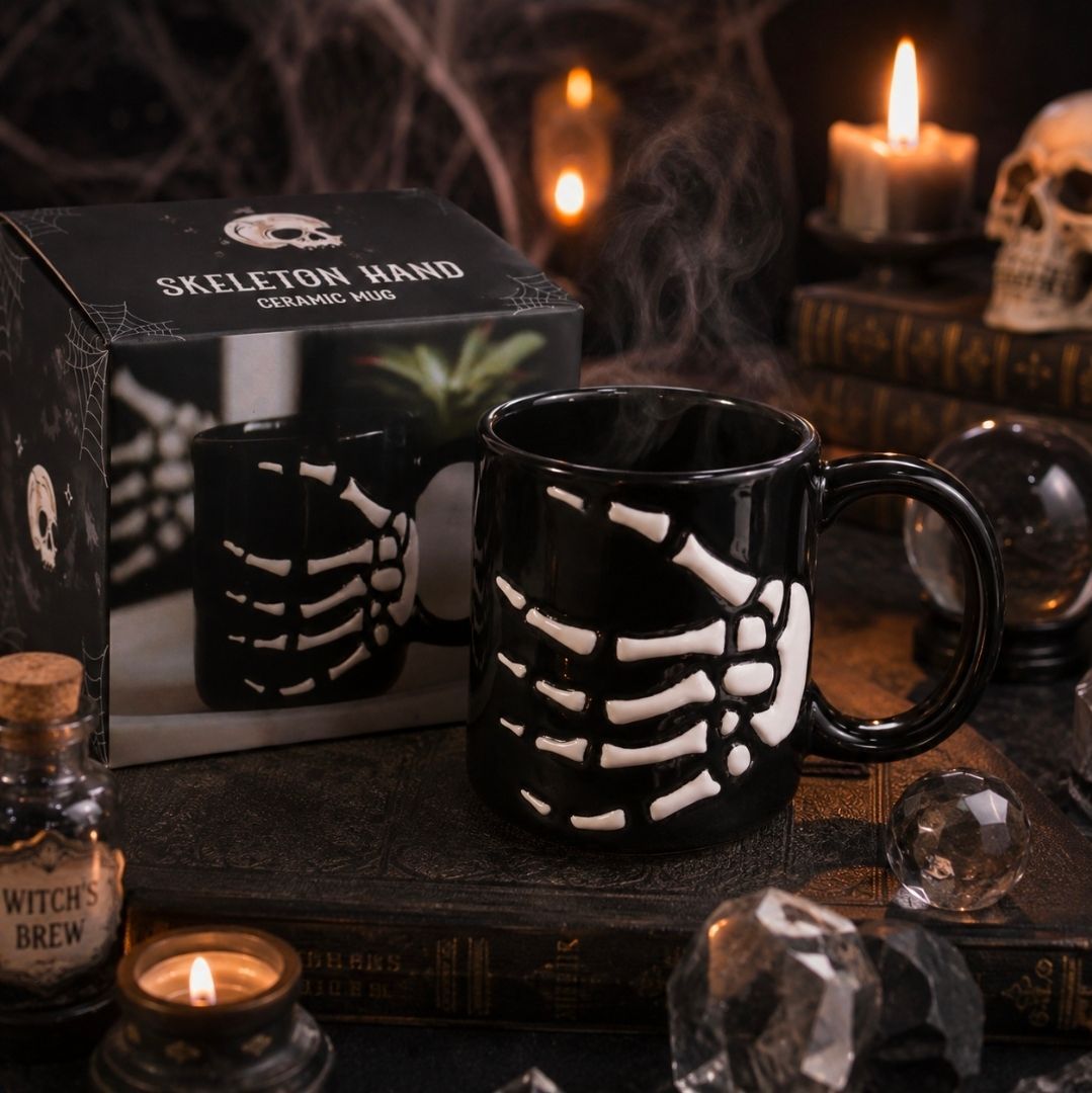 ? Skeleton Hand Mug – Halloween Mok