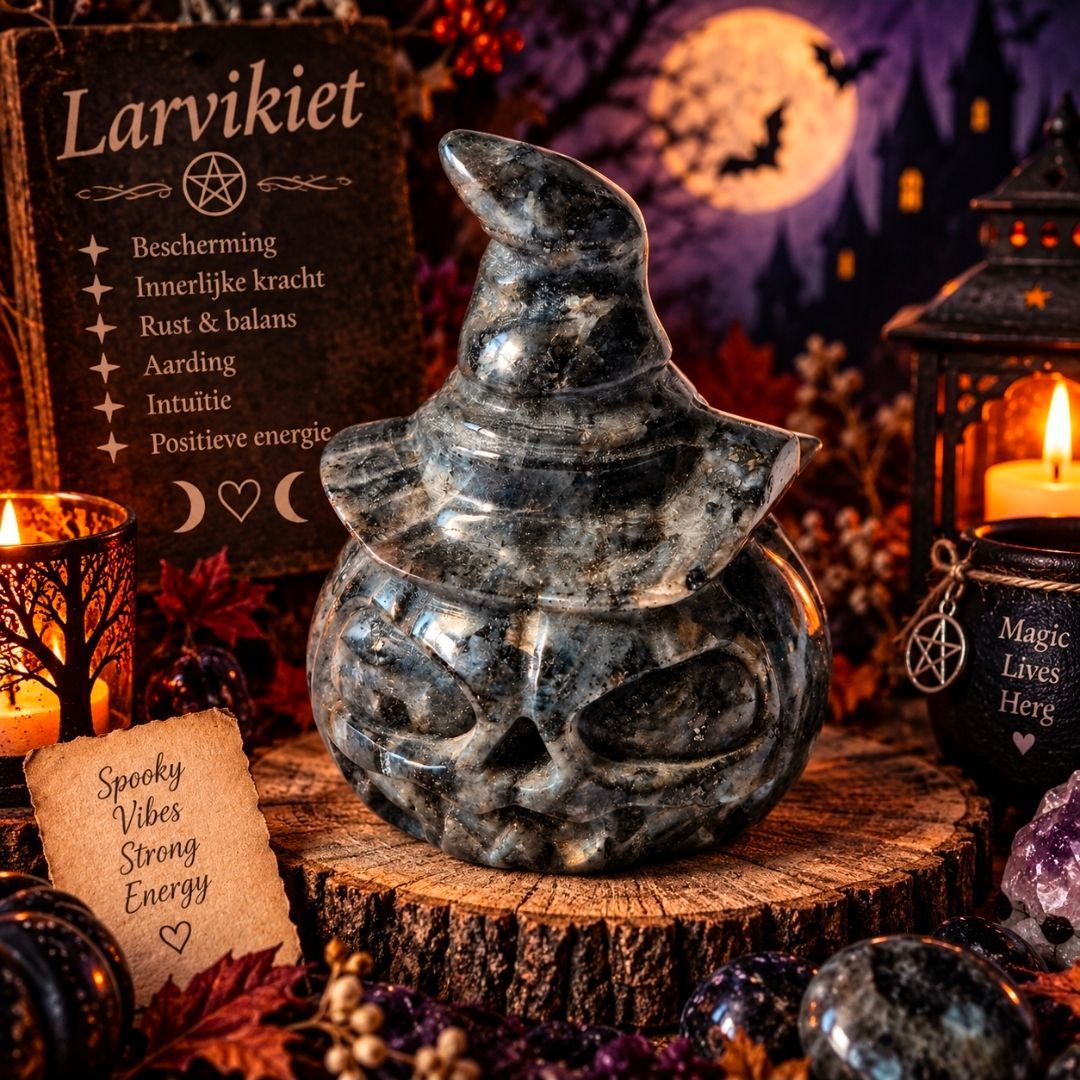 ?‍♀️ Larvikite Pumpkin with Witch's Hat – 7 cm (MG)