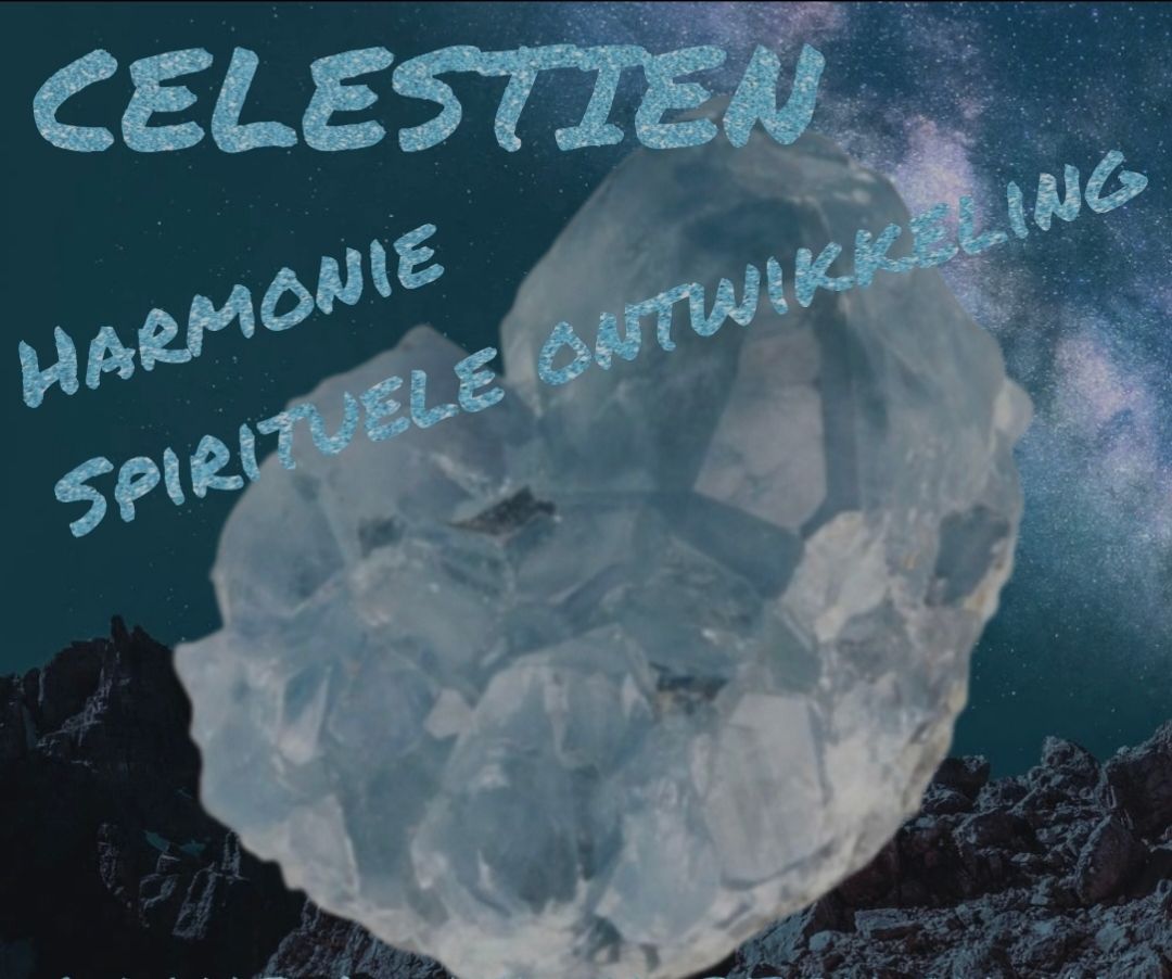 Celestien kristal met de Franse woorden 