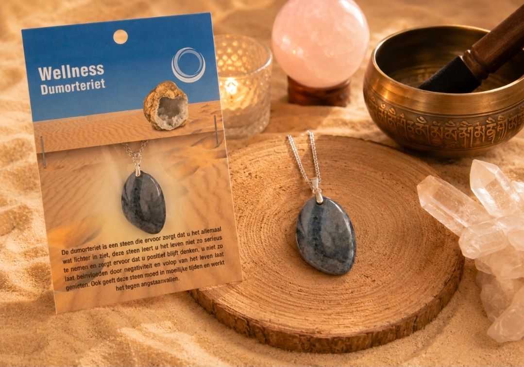 Wellness vlinderhanger op rustiek hout met kristallen en een klankschaal