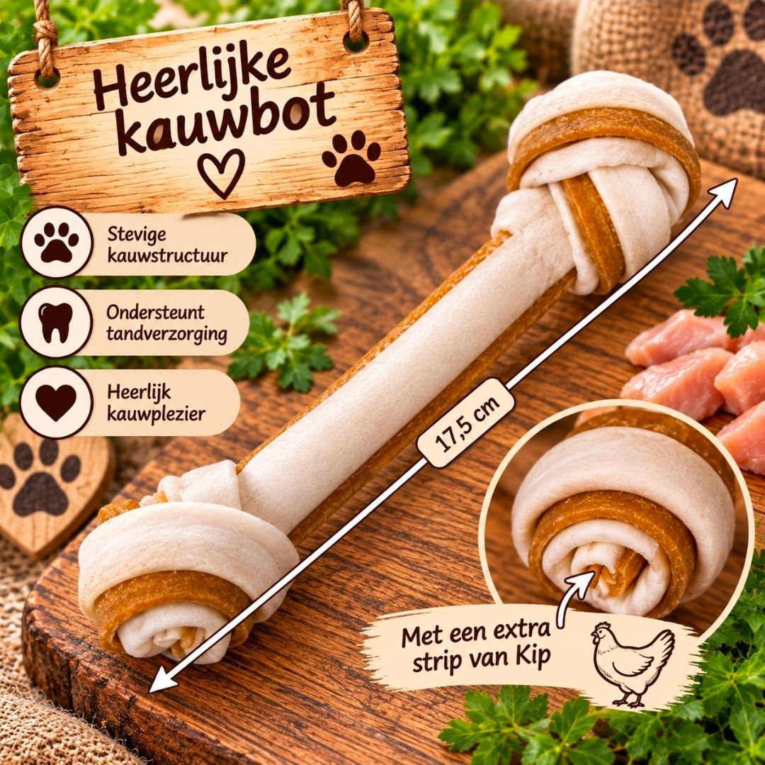 Duoknoop Met Kip Petsnack - 17,5 cm, 5 st