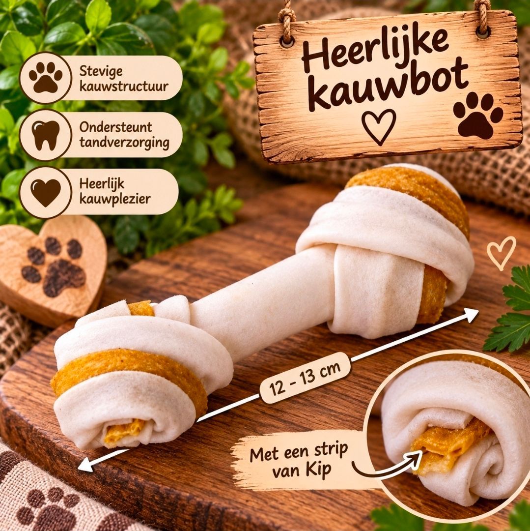 Duoknoop met Kip Petsnack - 12,5 cm, 5 st