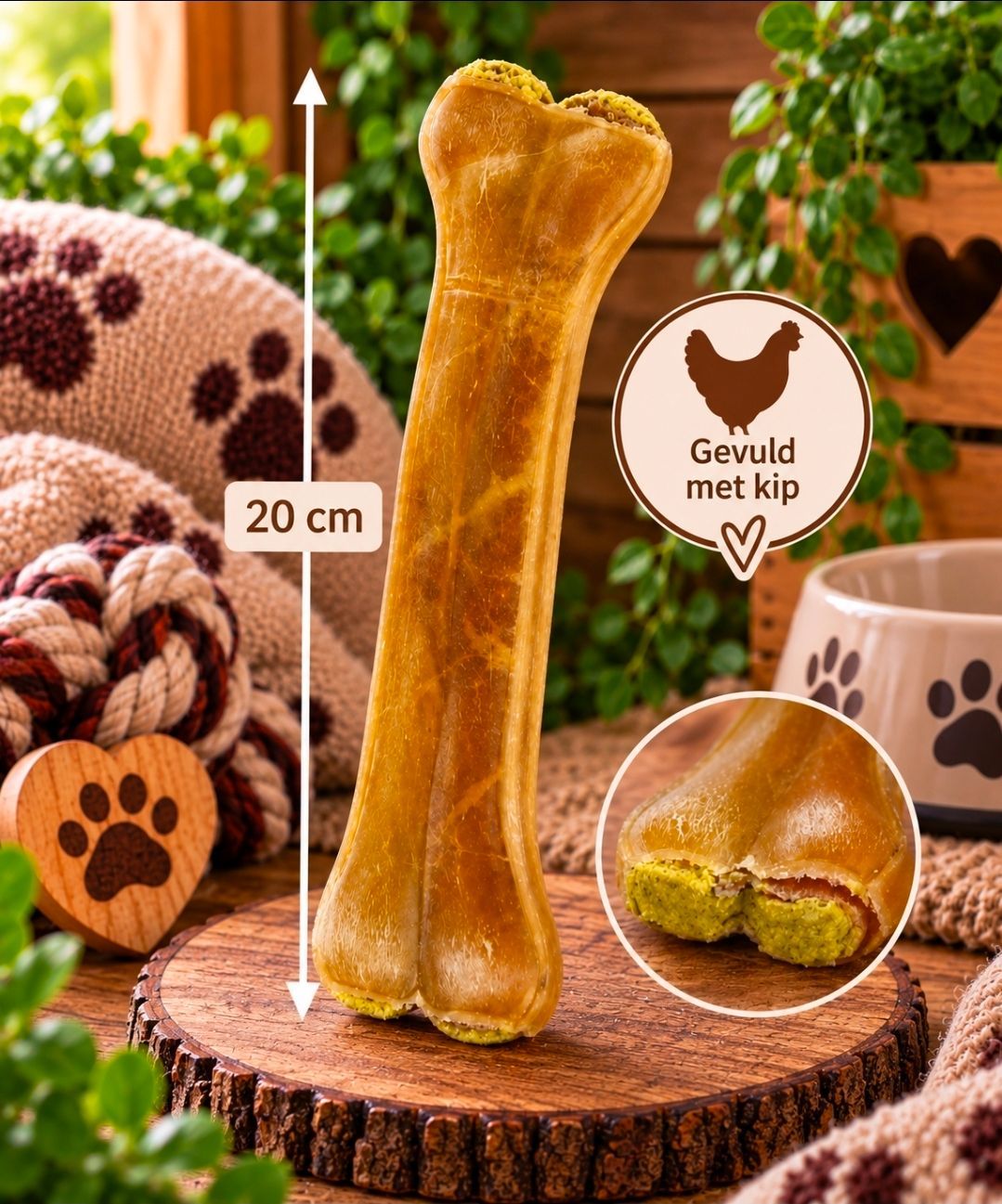 Geperst Bot Gevuld Met Kip Petsnack -20 cm, 5st
