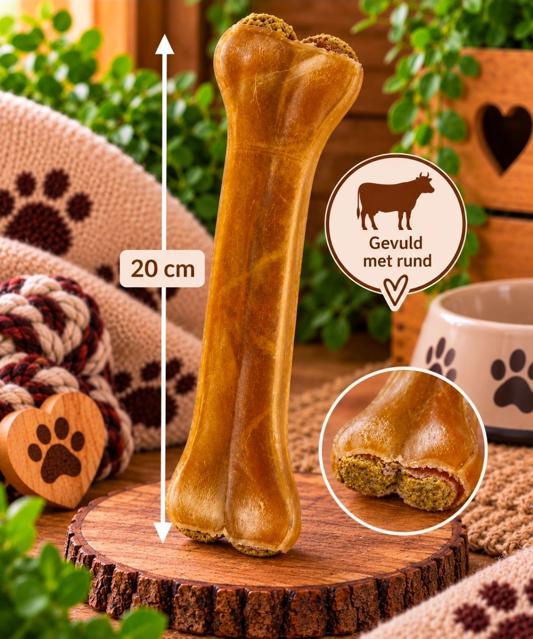 Geperst Bot Gevuld Met Rund Petsnack - 20 cm, 5 st