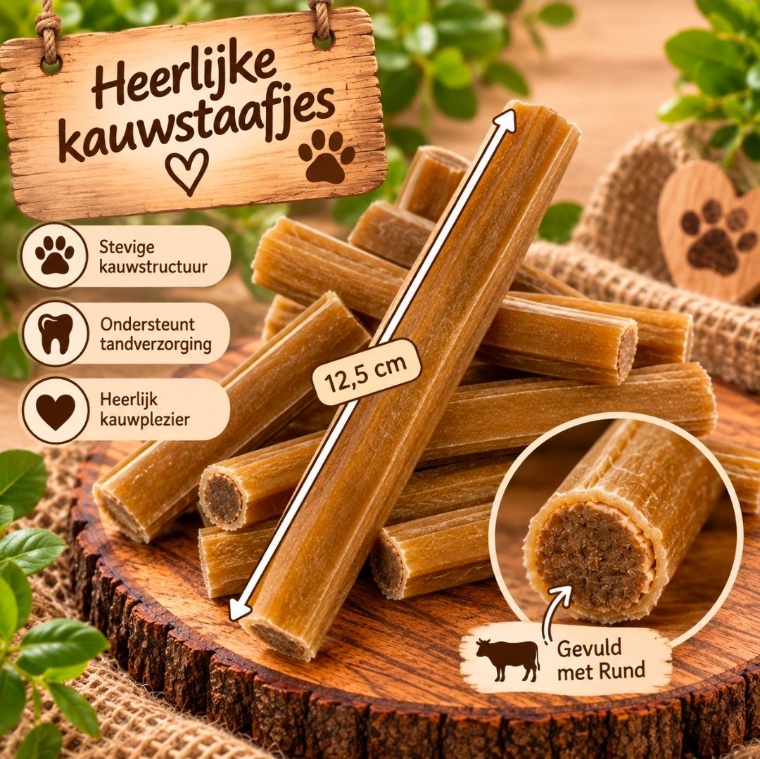 Geperste Staaf Met Rund Petsnack - 12,5 cm, 25 st