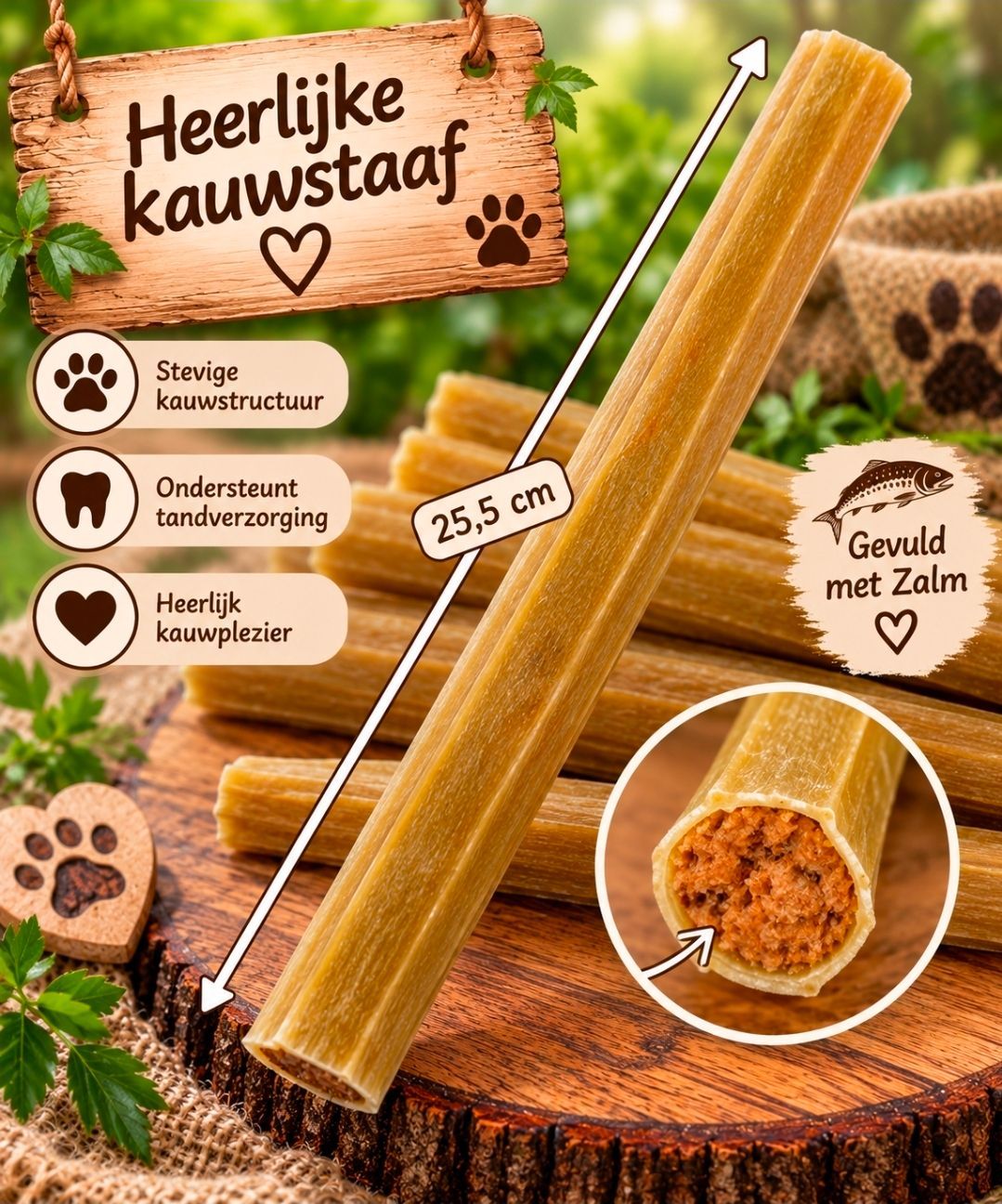 Geperste Staaf Met Zalm Petsnack - 25,5 cm, 10 st