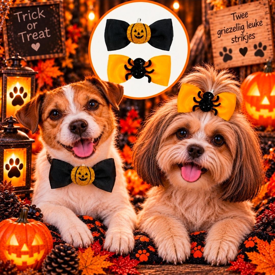 Halloween Bow Tie Spider/Pumpkin, Happy Pet - 2 pcs