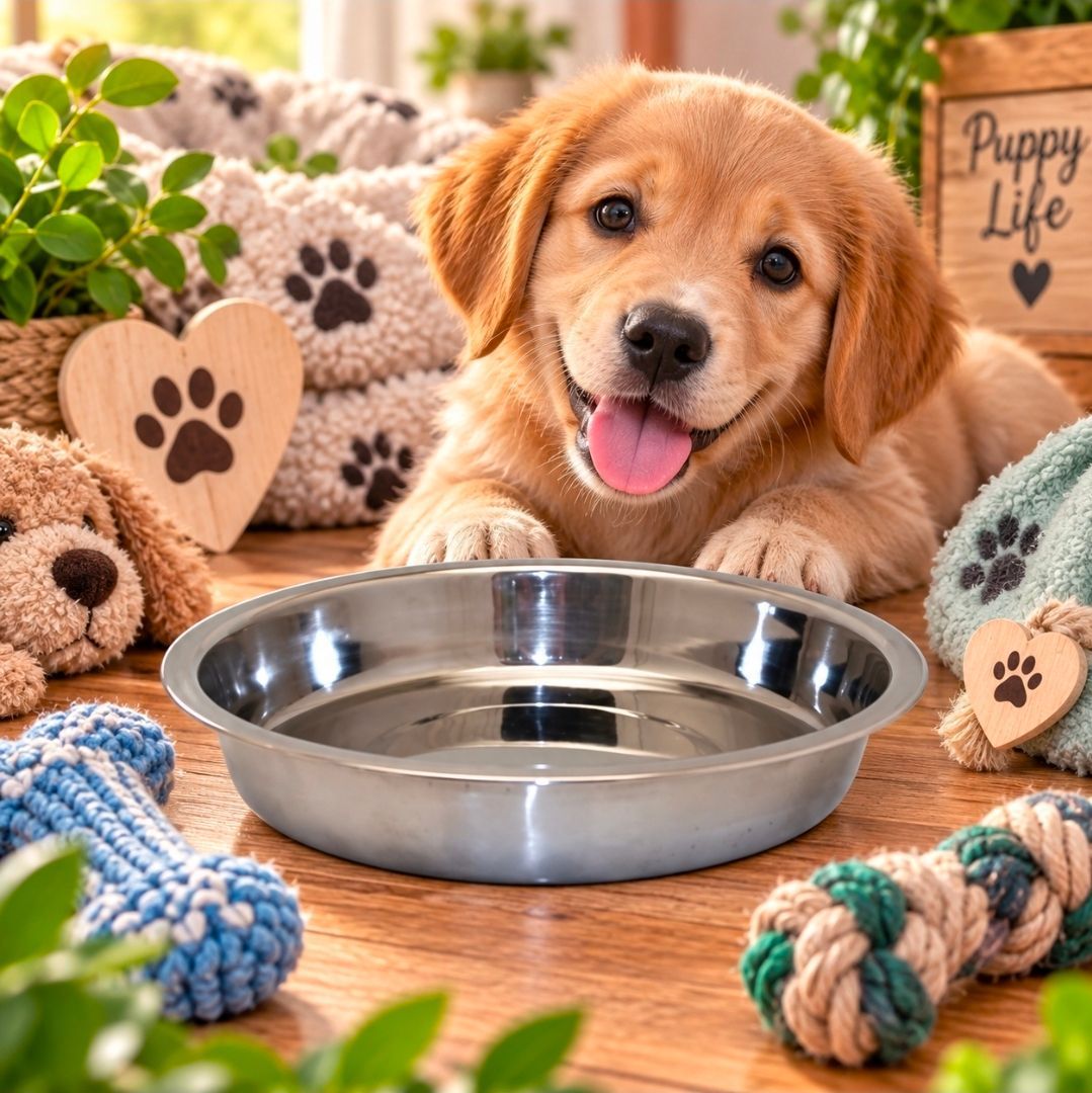 Happy Pet Voer/ Drinkbak Pup Ondiep RVS - 20 cm