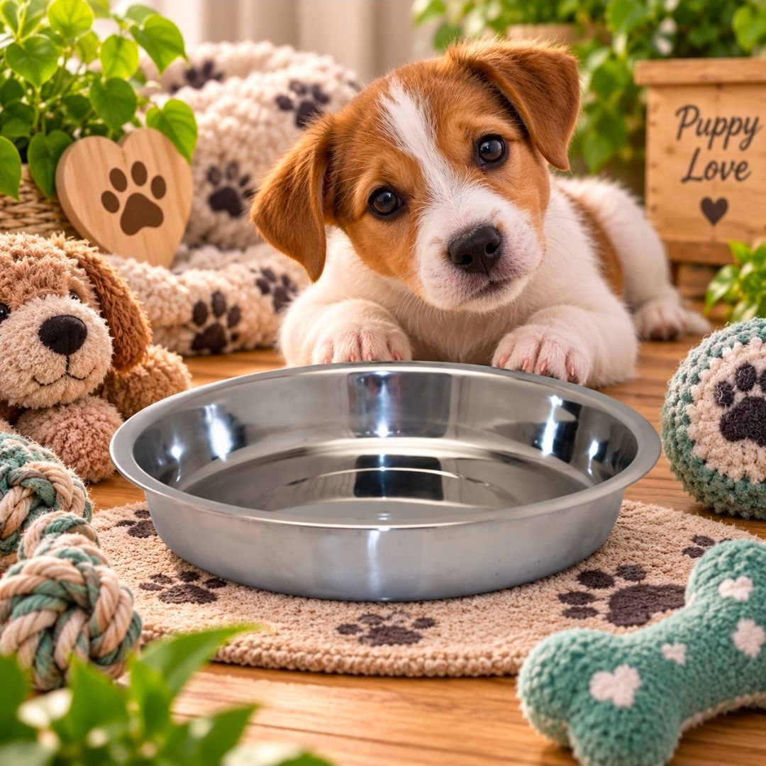 Happy Pet Voer/ Drinkbak Pup Ondiep RVS - 25 cm