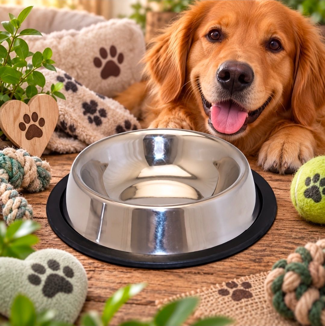 Happy Pet Voer/ Drinkbak RVS Anti Slip - 14 cm