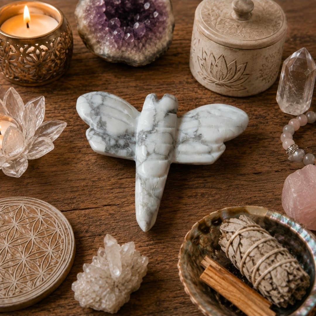 Howlite Dragonfly - 5 cm (MG)