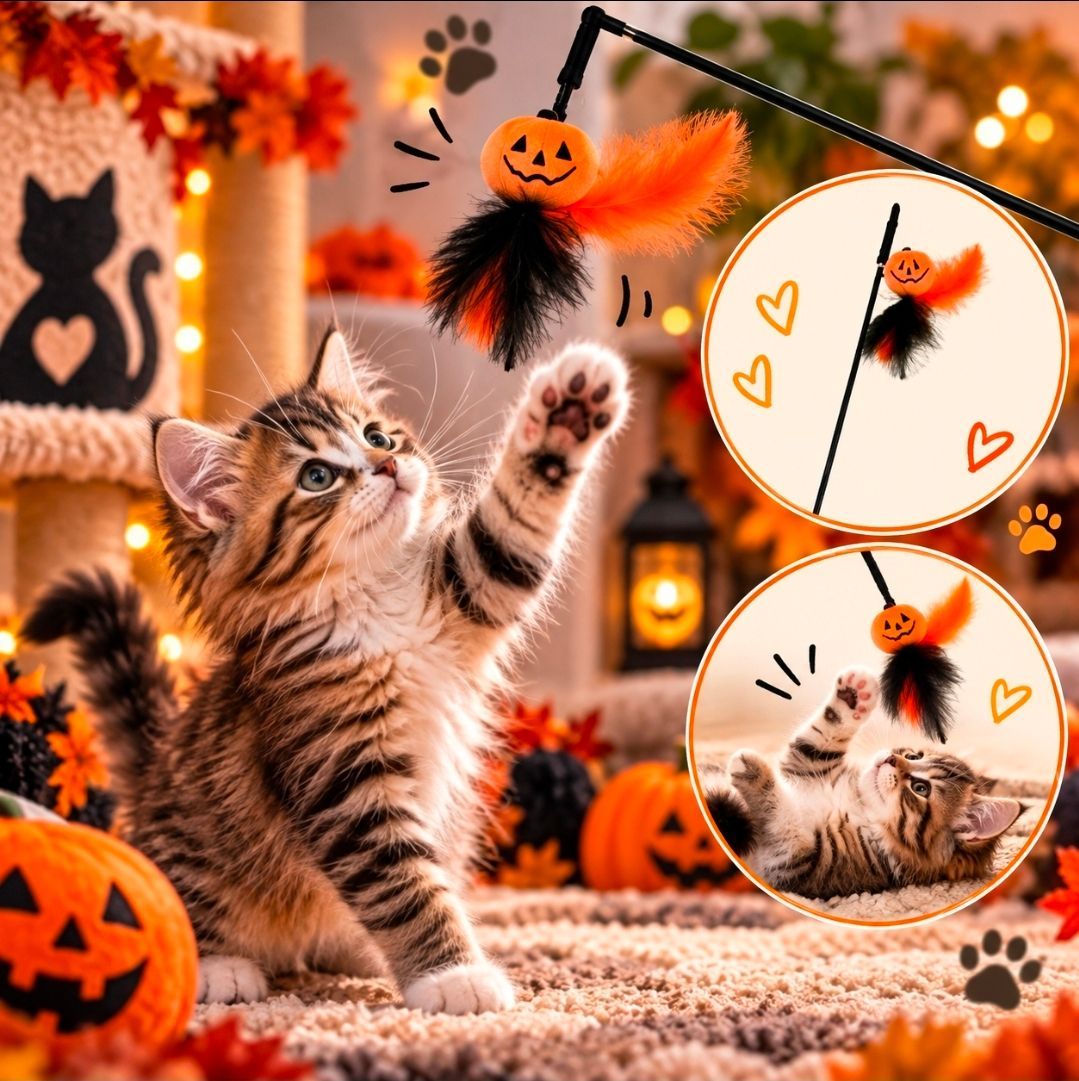 Cat Teaser Wand Pumpkin, Croci - 40 cm