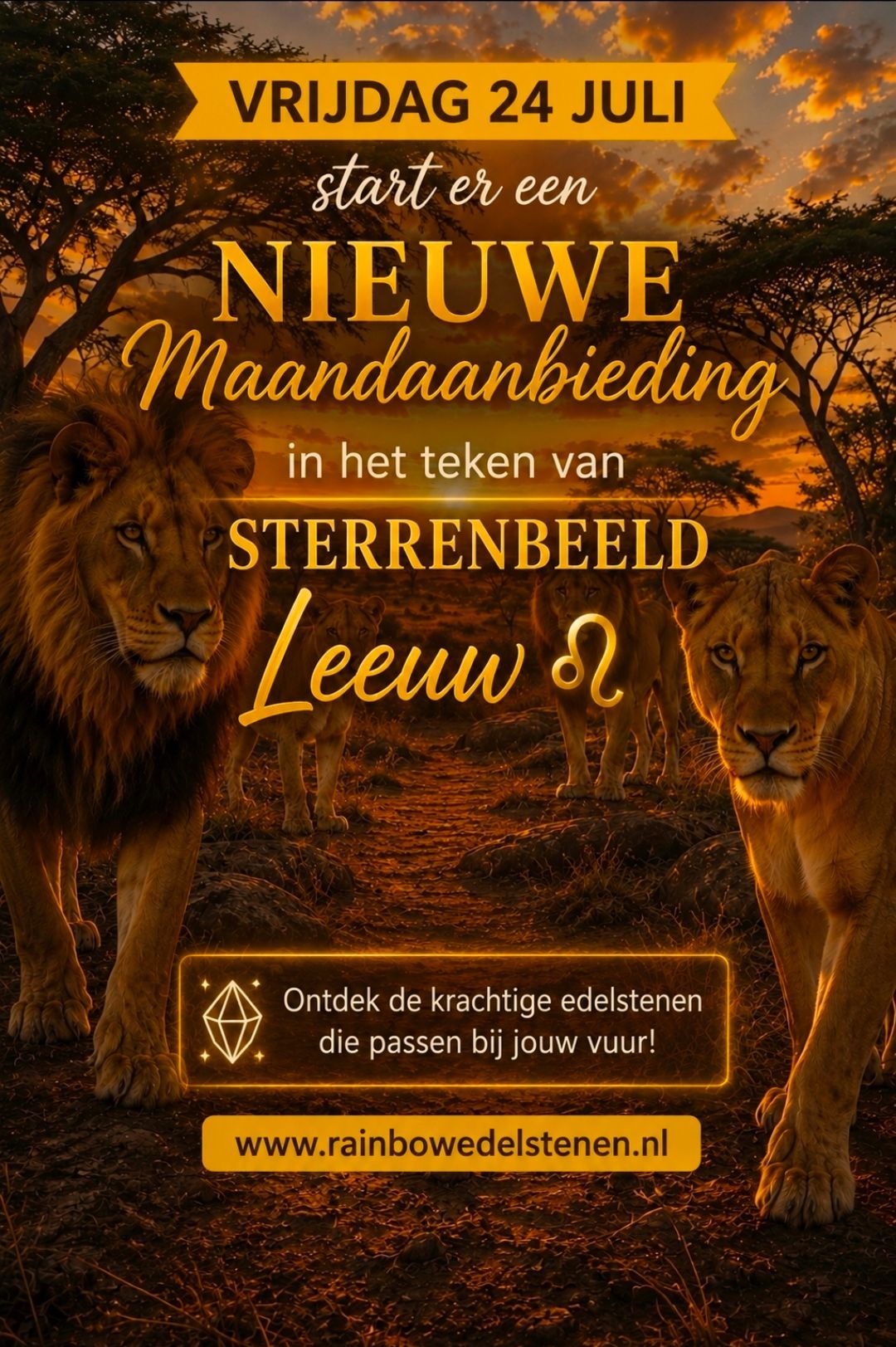 leeuw aanbieding sterrnbeeld rainbow edelstenen