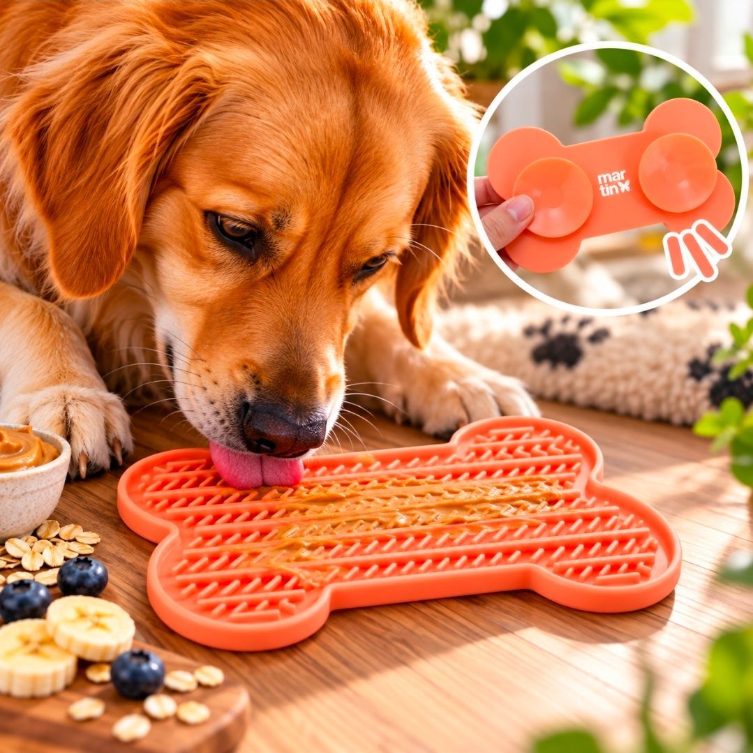 Bone Lick Mat with Suction Cups Silicone Pink - 22 cm