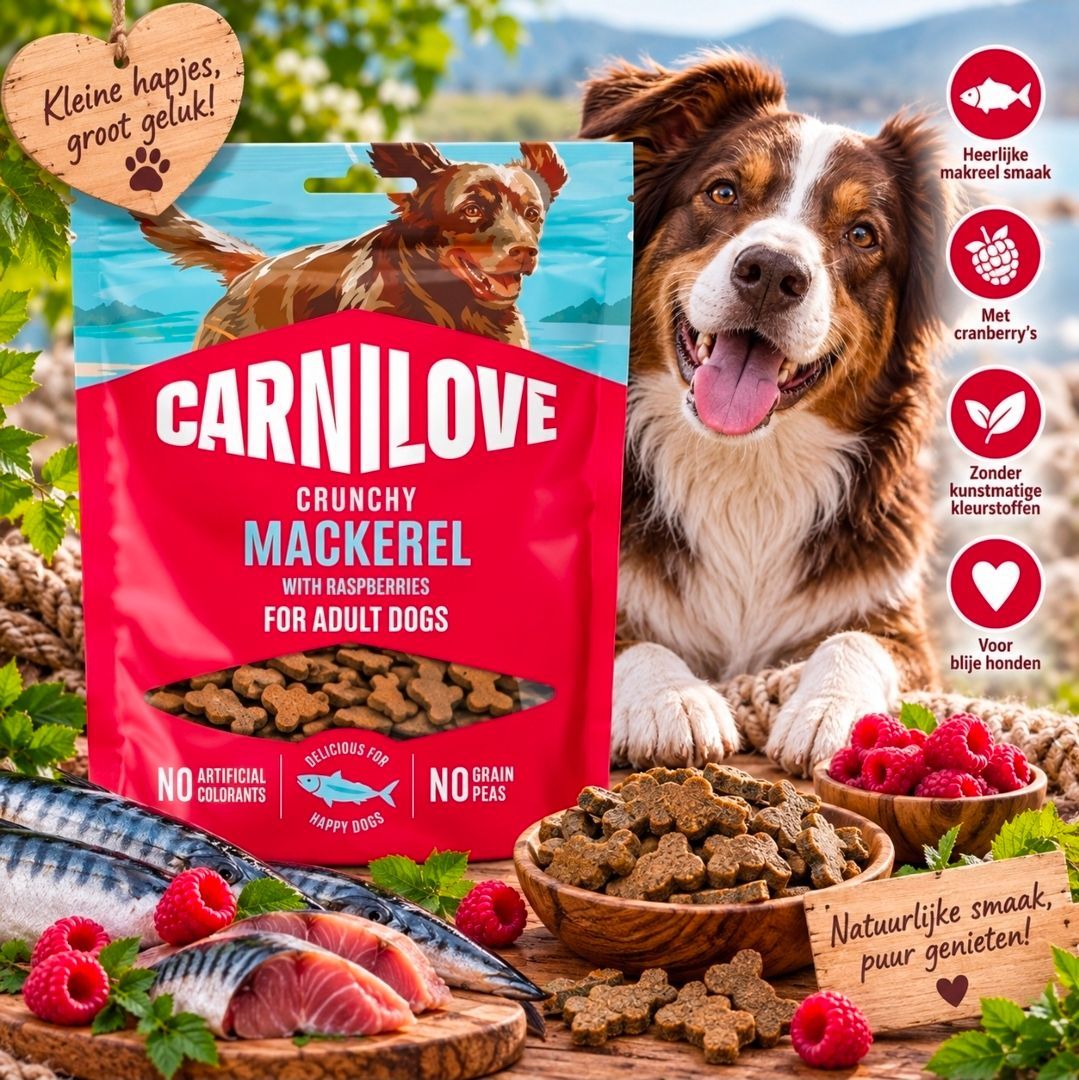 Makreel/ Framboos Carnilove Crunchy Snack - 200 gr