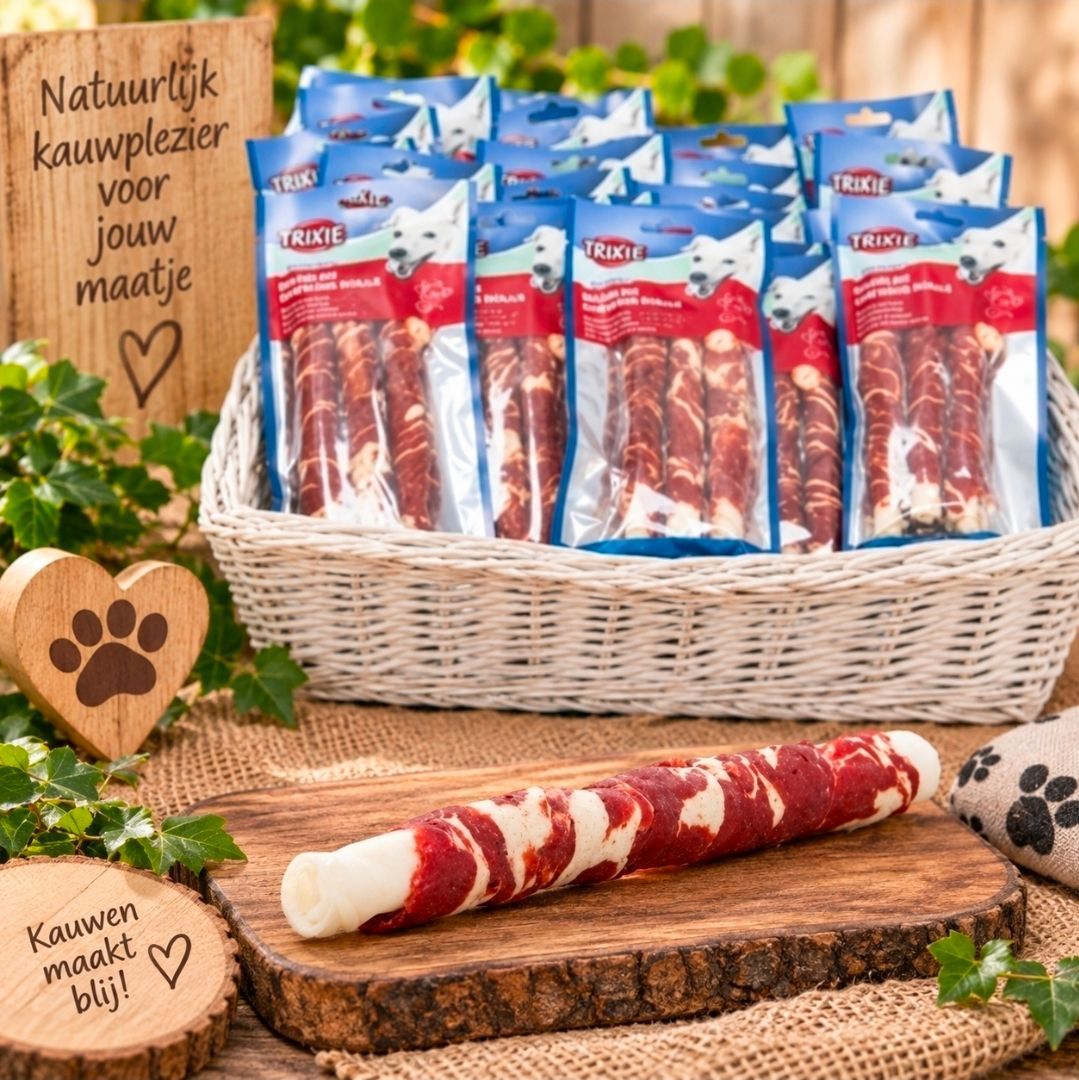 Marbled Beef Chewing Rolls, Trixie Denta Fun - 17 cm