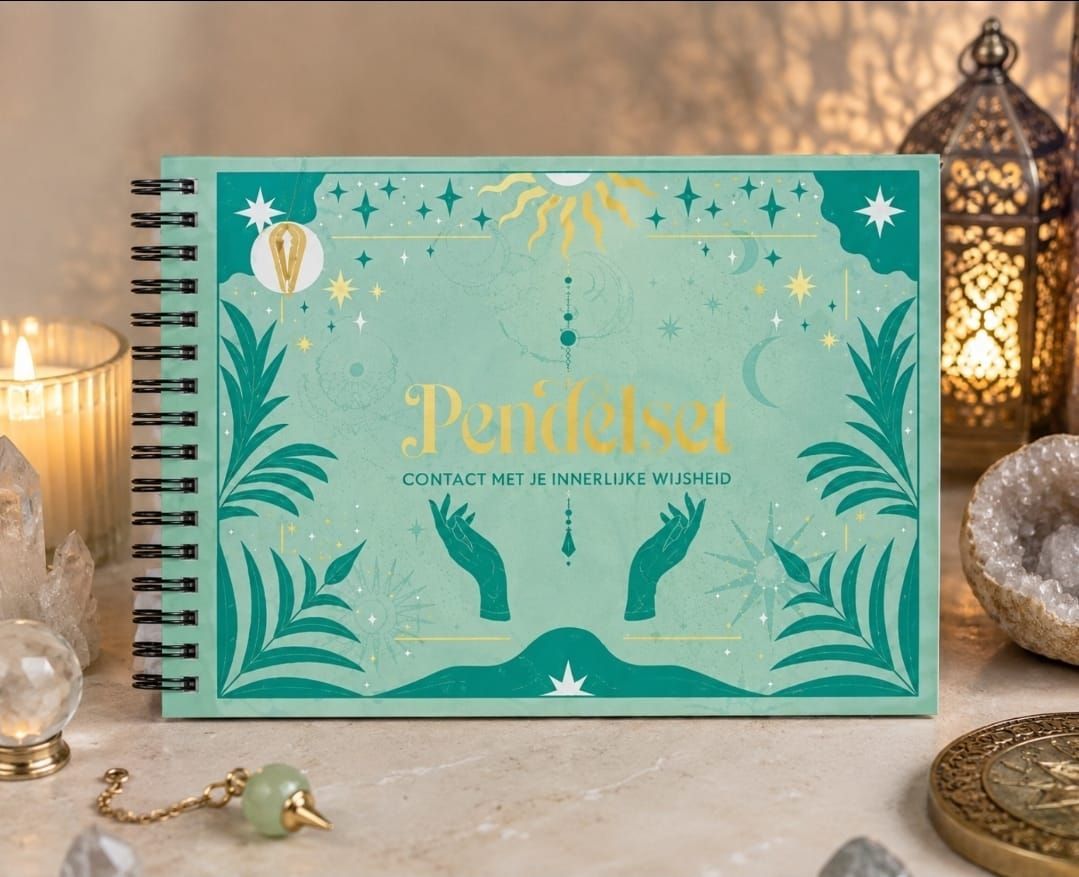 Turquoise spiraalgebonden notitieboekje met gouden