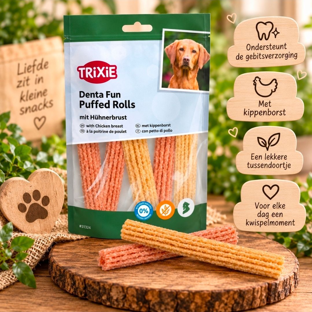 Puffed Rolls With Chicken Breast, Trixie Denta Fun - 100 g