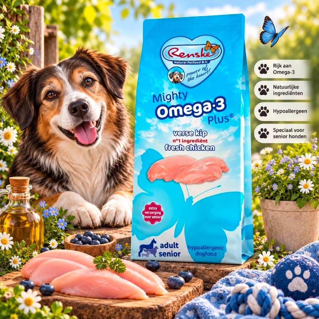 RENSKE Mighty Omega Plus Adult/Senior Kip/Rijst Hypoallergeen - 12 kg