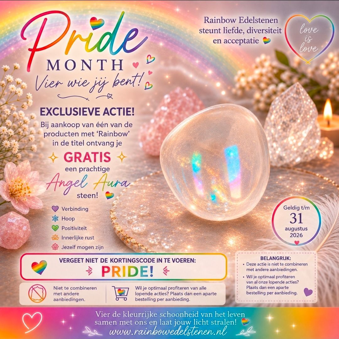 Pride month bij rainbow edelstenen bj aankoop van rainbow producten een prachtige angel aura gratis