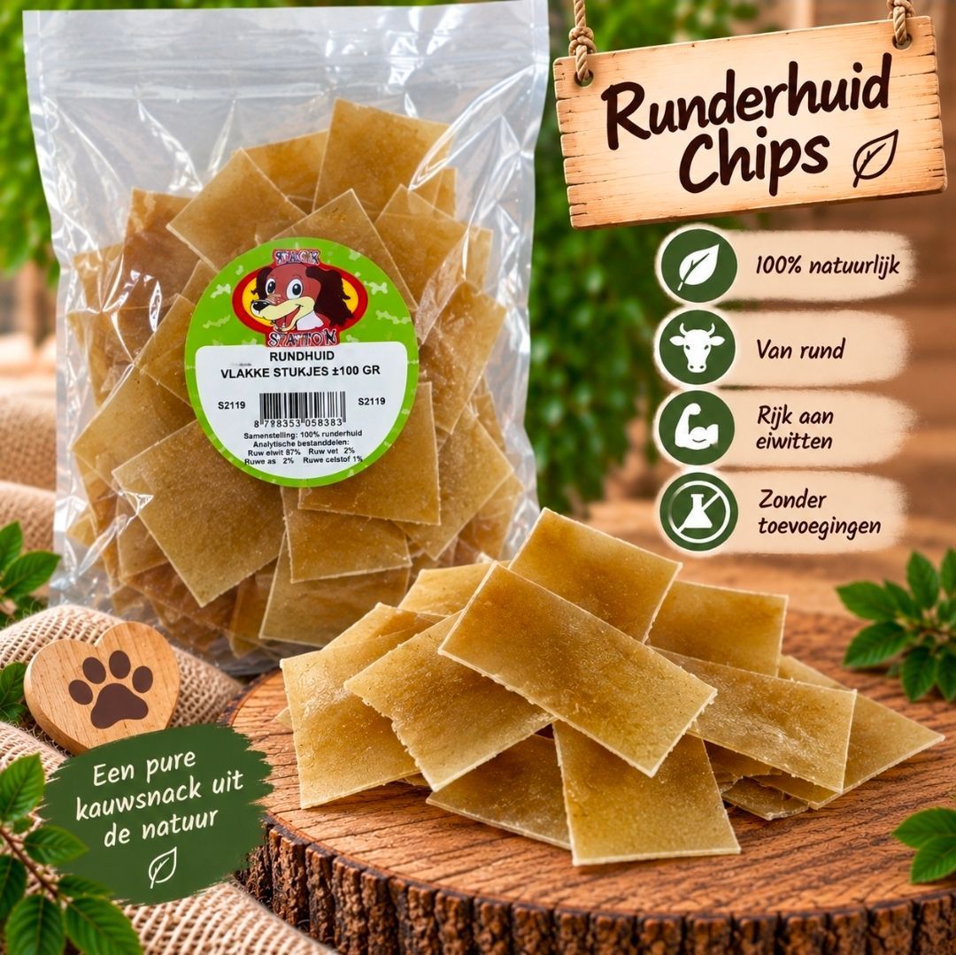 Runderhuid Chips Naturel Petsnack - 300 gr