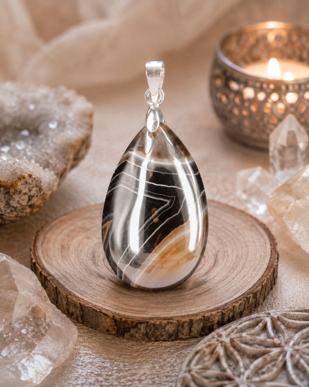 Sardonyx Ketting Hanger - Druppel
