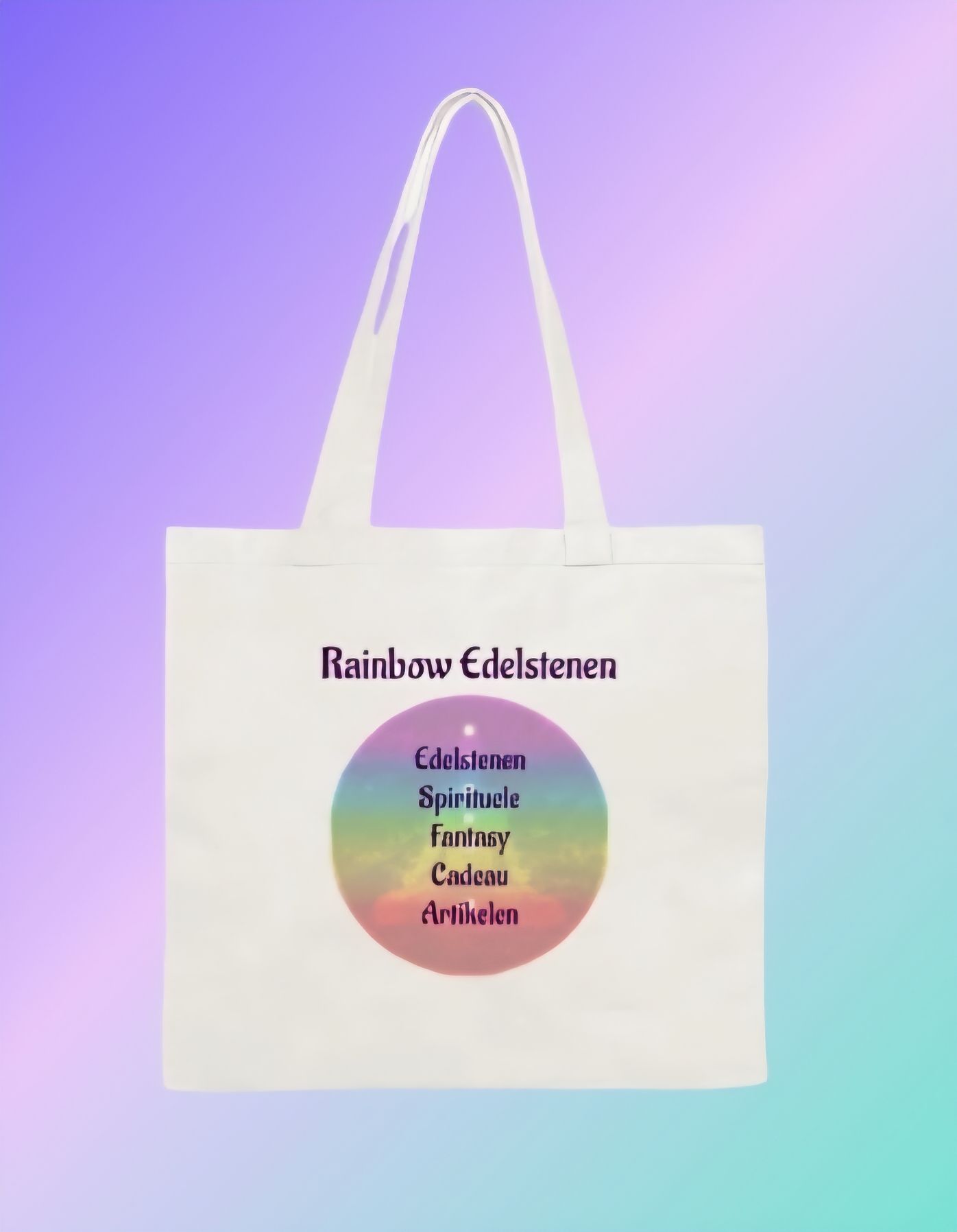 Witte draagtas met regenboogkleurig