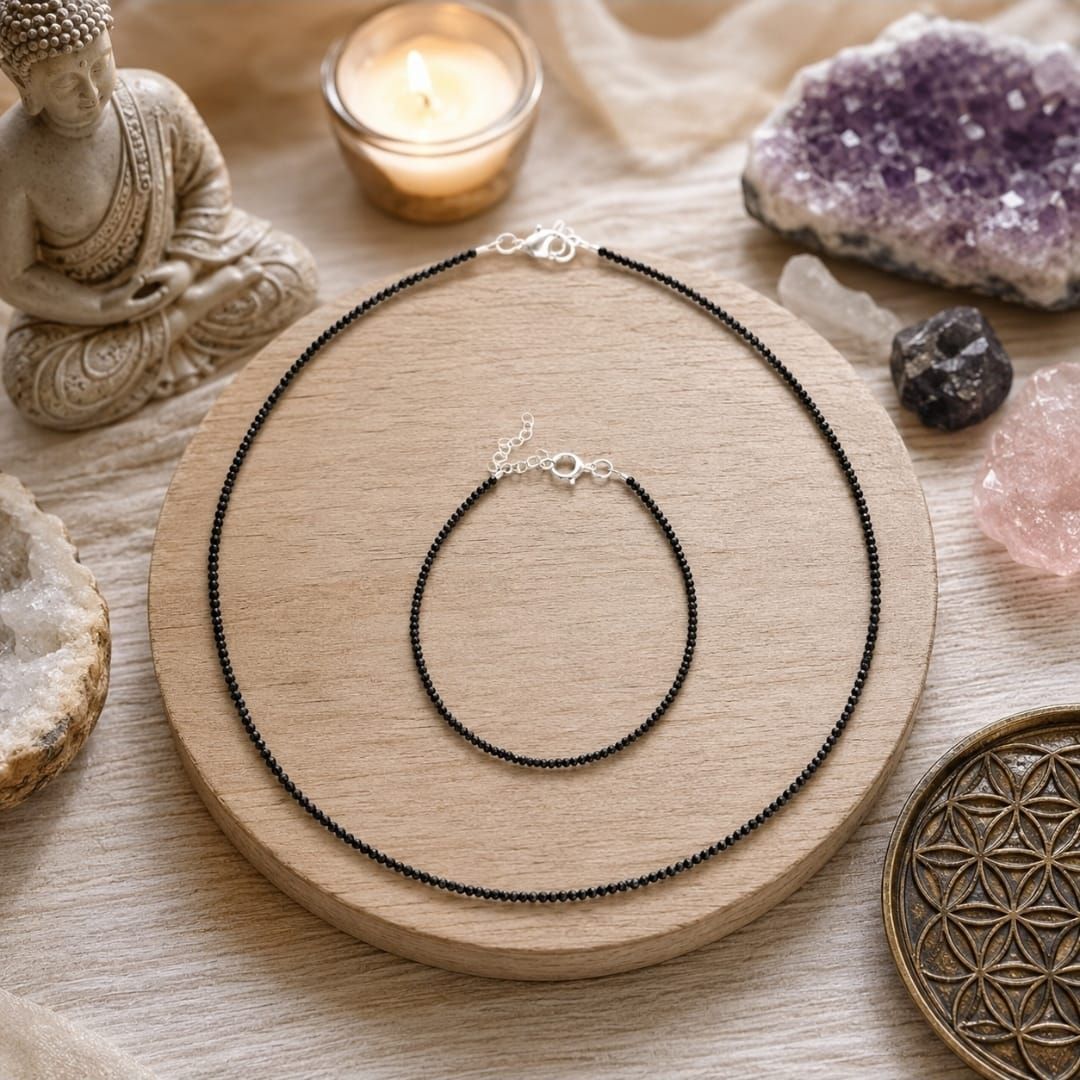 Spinel Black Necklace Bracelet Set