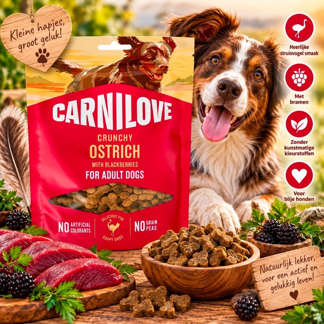 Struisvogel/ Bramen Carnilove Crunchy Snack - 200 gr