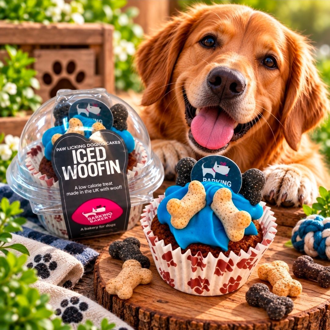 The Barking Bakery Carob Woofin - Blauw Glazuur