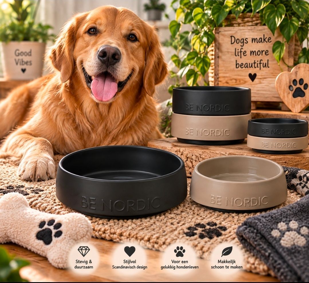 Trixie Be Nordic Voer/ Drinkbak Hond Keramiek/Rubber Zwart - 16 cm