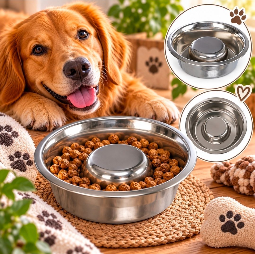 Trixie Slowfeeder Voerbak Hond Slow Feeding RVS - 17 cm