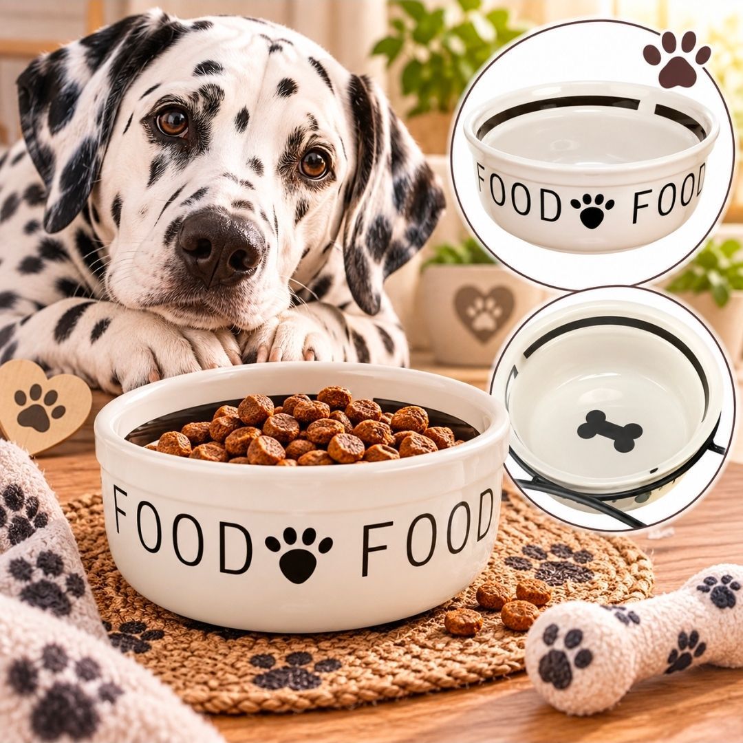 Trixie Voer/ Drinkbak Hond Food Keramiek Wit/ Zwart - 13 cm